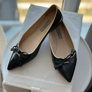 Prada signature pointy-toe flats Size 7. 5